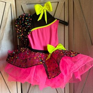 Revolution Neon Pink and Black Kids Dance Costume